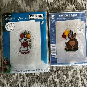 Stitch A Card Cross Stitch Kit Needle Magic 4" x 5"  #5501 & NMI #1883 Bear Cat